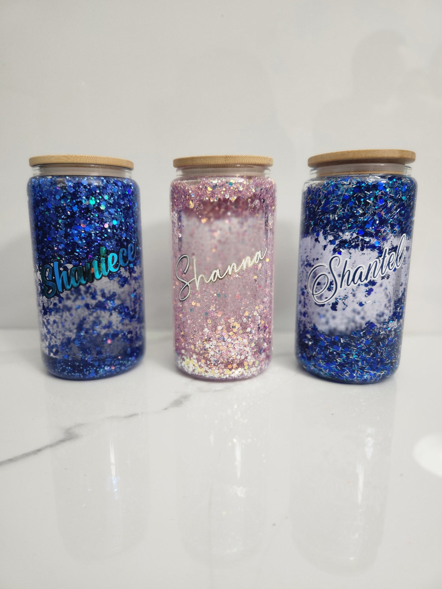 Glitter glass snow globe